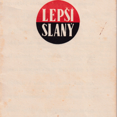 Leták s popisem exponátů. na 2. výstavě Lepší Slaný v budově Štechova musea (bývalé gymnasium) 1. až 8.června 1941. Zdroj: ze sbírky Jiřího Popoviče.