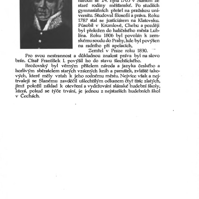 Medailonek Františka Kašpara Brožovského v článku ze Slánského obzoru z roku 1934. Ze sbírky Jiřího Popoviče.