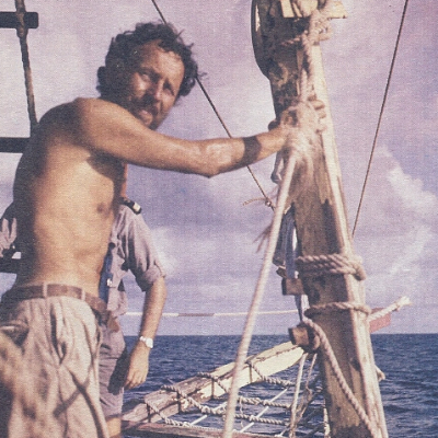Eduard Ingriš na přídi Kantuty.