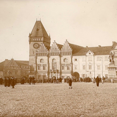 Náchod (Tábor!) - střed města se starou radnicí - textilní průmysl - Československo 1928