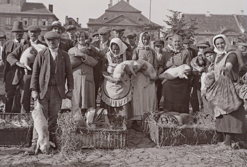 Trhy uprostřed týdne - Venkovské město, Slaný, Československo 1928